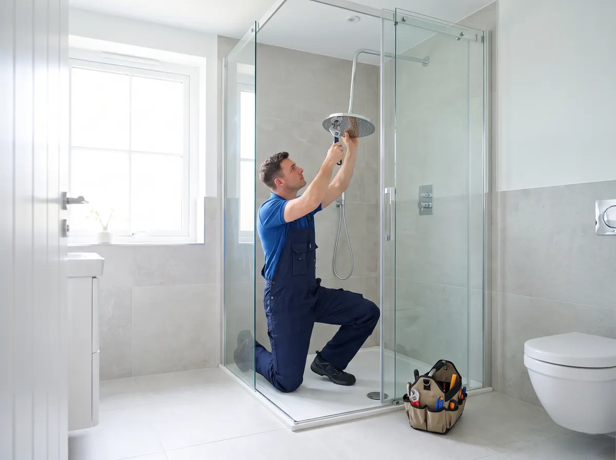 Entkalken eines Duschkopfs im Badezimmer